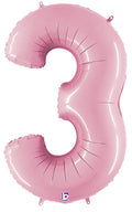 Floating Pastel Pink Number "3" Balloon (4 Foot or 40 Inch)