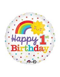 Happy 1st Birthday Sunshine Rainbow Balloon